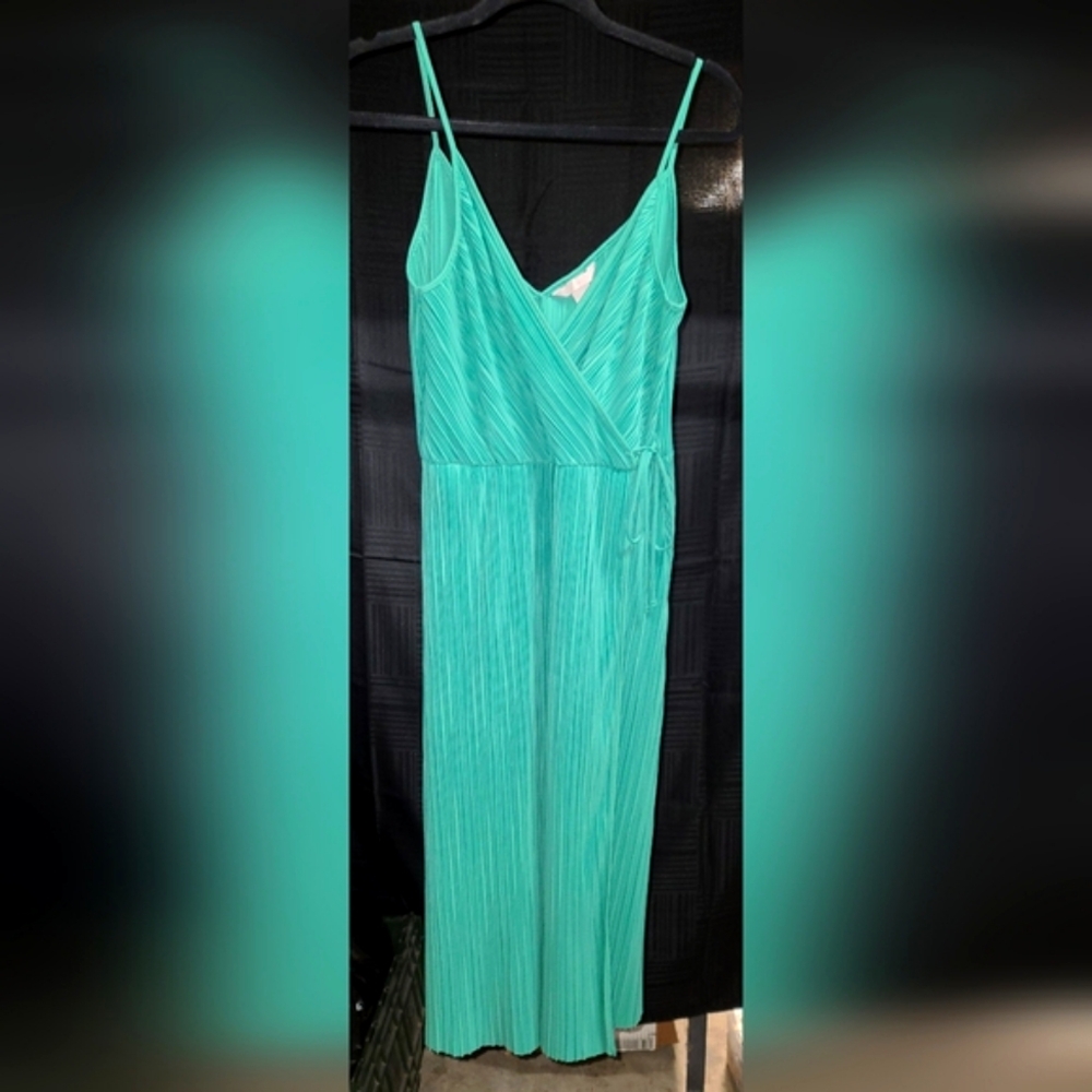 EUC H&M Teal Midi Dress with Pleats